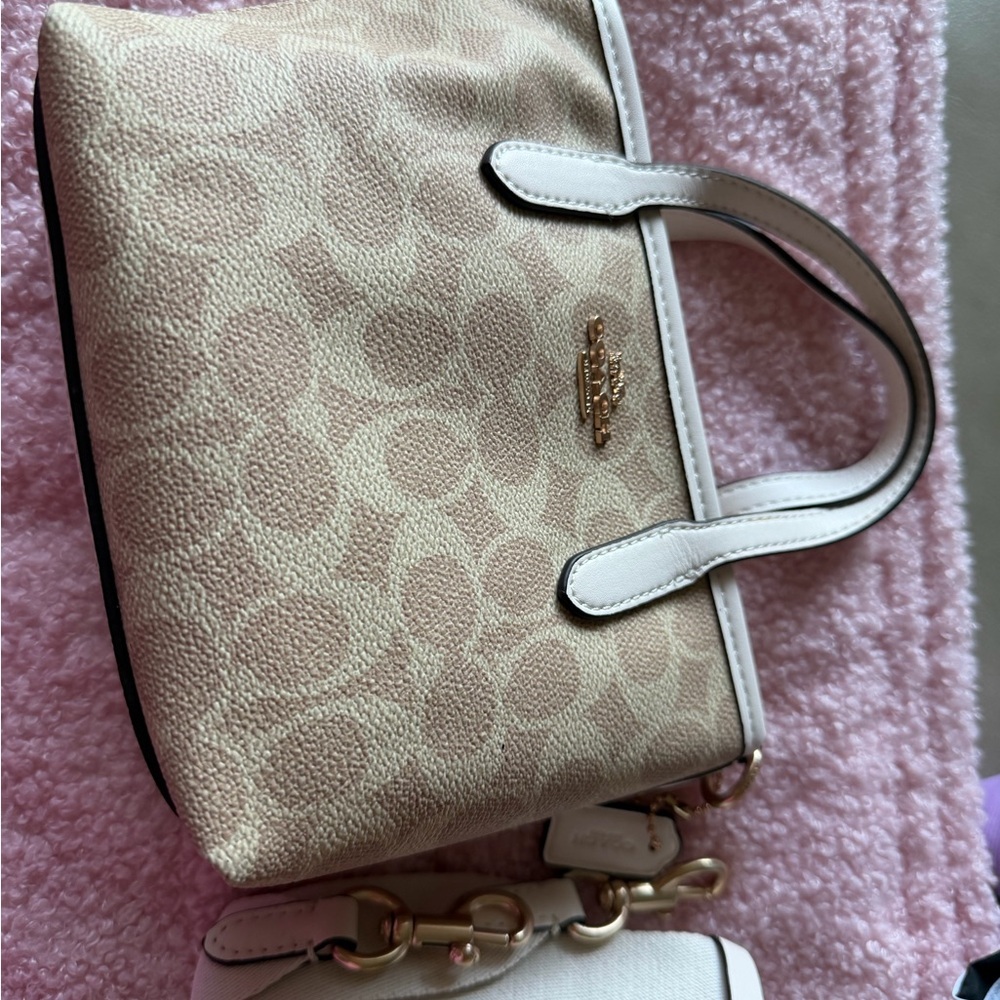 Coach Cream and Gold Signature Tote Mini